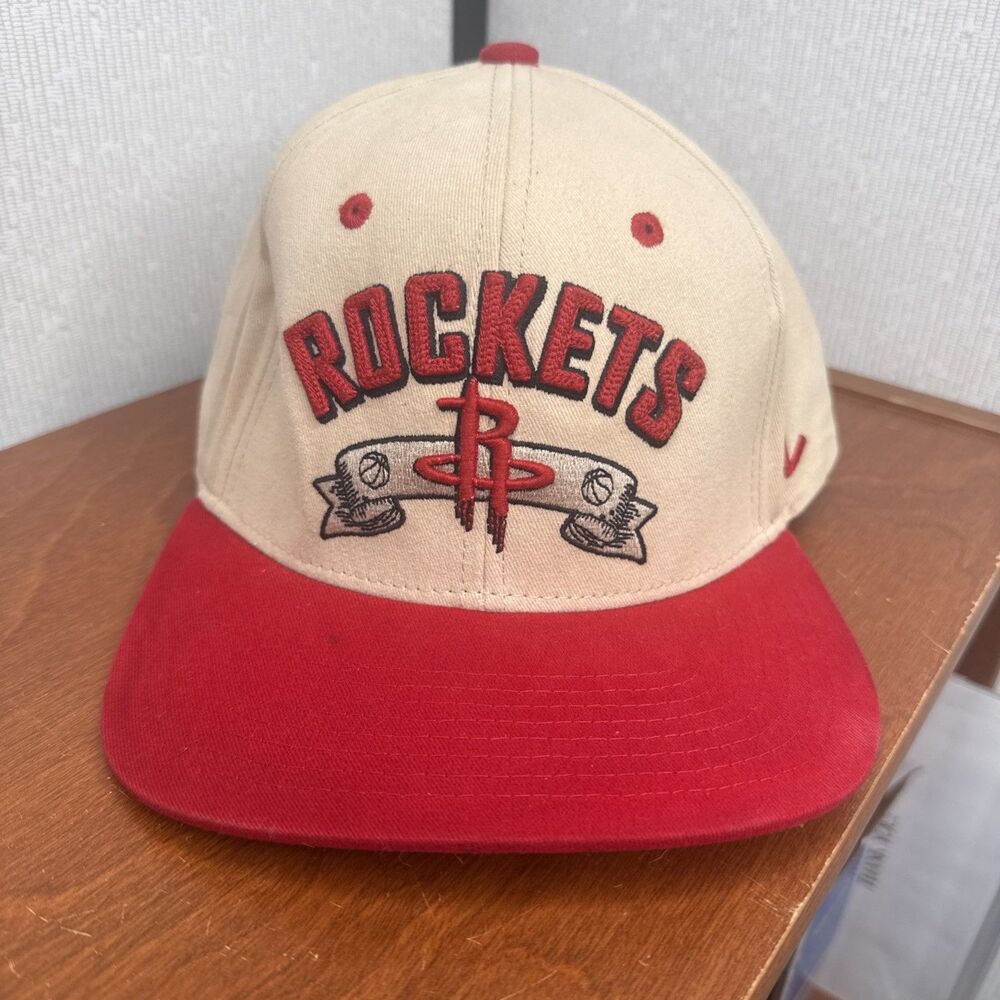 Vintage Houston Rockets Snapback Hat Cap Zephyr NBA Basketball Red Visor Off Whi